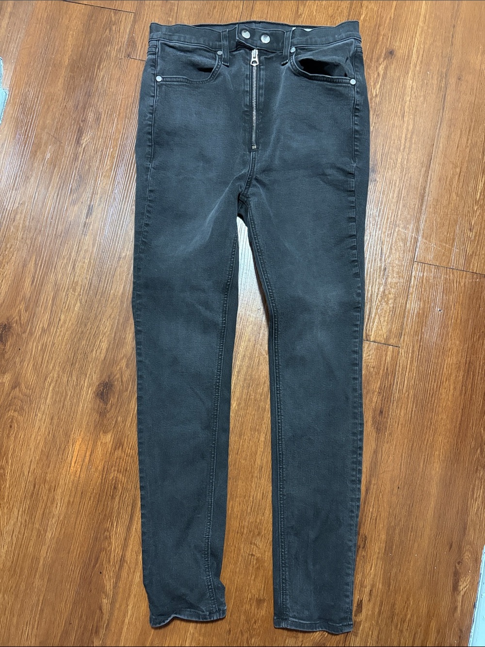rag & bone Black Skinny Jeans with Exposed Zip